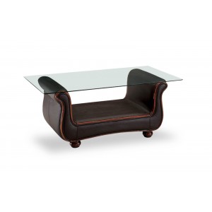 262 Glass/Leather Coffee Table Set by ESF Furniture