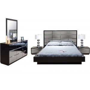 Mera Lacquer/Mirror Platform Bedroom Set by Sharelle Furnishings