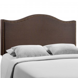 Curl Queen Nailhead Upholstered Headboard, Dark Brown by Modway Furniture