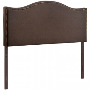 Curl Queen Nailhead Upholstered Headboard, Dark Brown by Modway Furniture