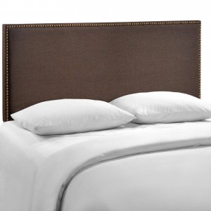 Region Queen Nailhead Upholstered Headboard, Dark Brown by Modway Furniture