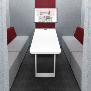 Jazz Silent Box with 5Acoustic Walls, Desk, Monitor Holder, Power Socket, MDF Legs by NARBUTAS