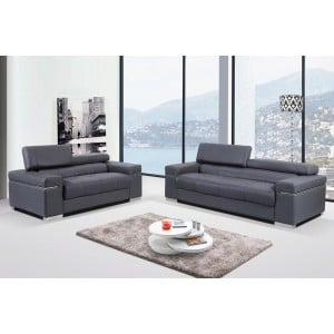 Soho Living Room Set, Grey Leather by J&M Furniture