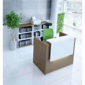 TERA Small Reception Desk w/Light Panel, Lowland Nut by MDD Office Furniture