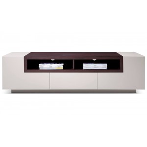 TV002 TV Stand, Gray Gloss + Brown Oak by J&M Furniture
