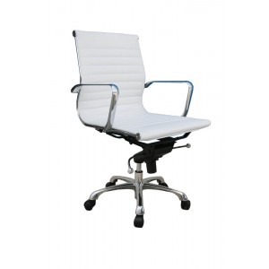 Comfy Low Back Adjustable Leather/Chromed Steel Swivel Office Chair by J&M Furniture