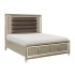 Loudon Leatherette/Mirrored/Wood Platform Storage Bed w/ LED Lighting, Queen Size, Champagne by Homelegance