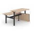 Motion 62.9-inch Electric 2 Columns Adjustable Office 2-Desk Bench w/One Open Metal Leg by NARBUTAS