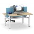 Motion 70.8-inch Electric Adjustable Office 2-Desk Bench w/2 Level Columns & Metal Legs by NARBUTAS