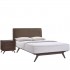 Tracy 2-Pc Fabric Platform Queen Size Bedroom Set, Cappuccino/Brown by Modway Furniture