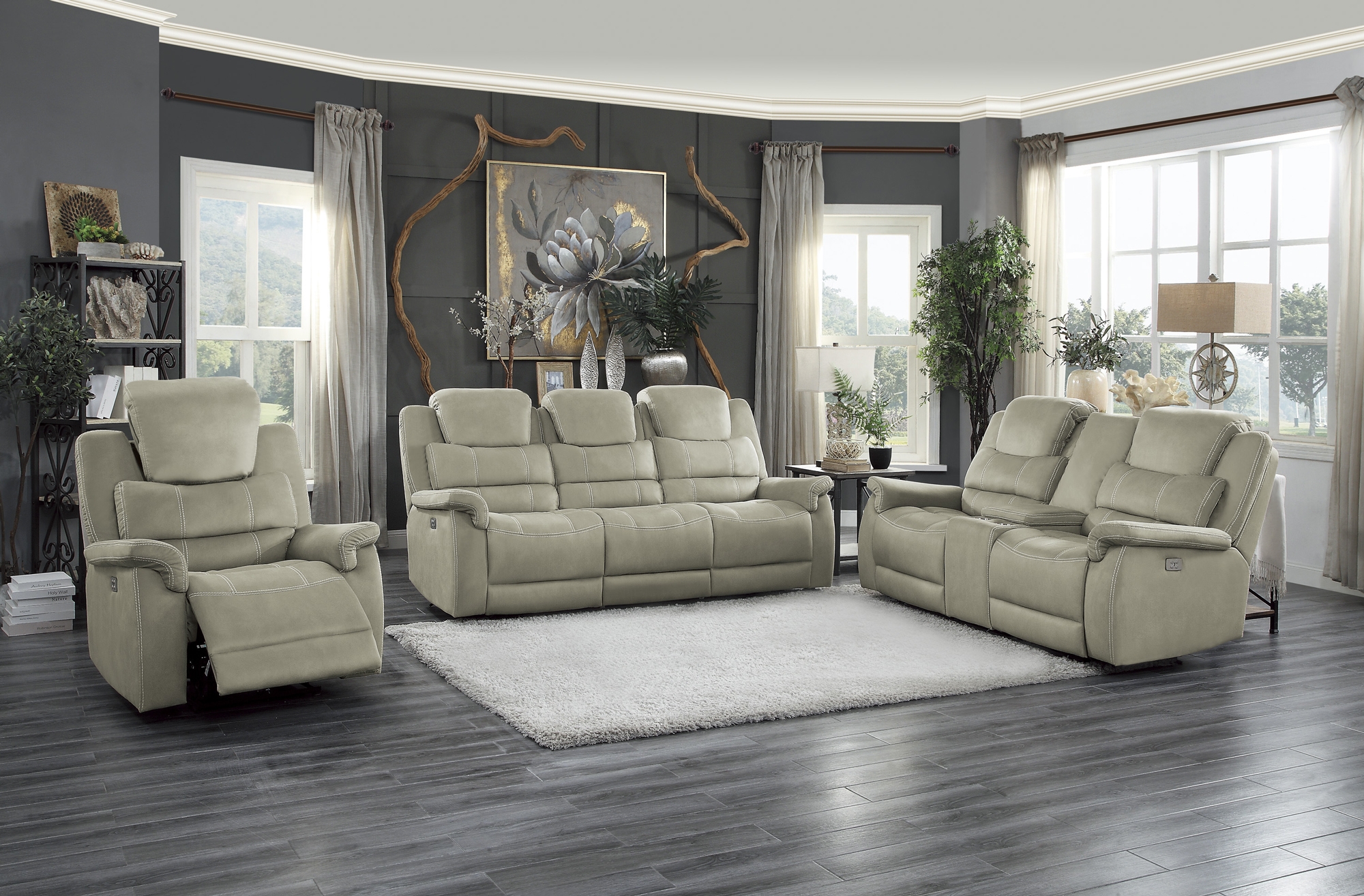 Shola Fabric Reclining Living Room Set