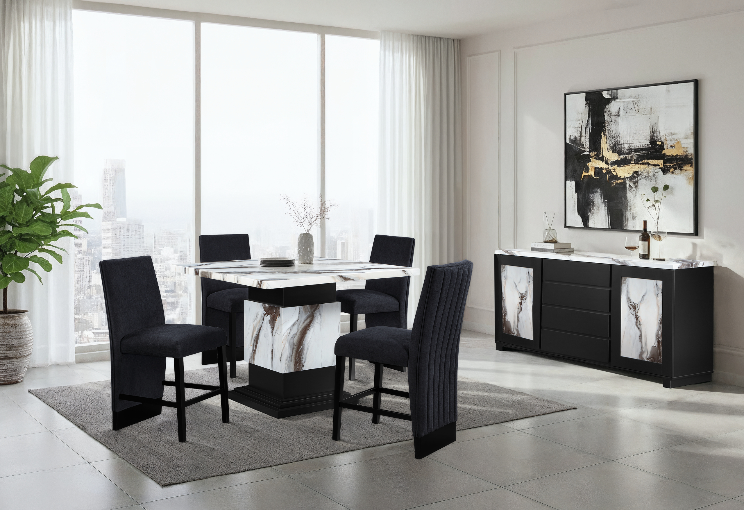 D12 Faux Marble Square Bar Set