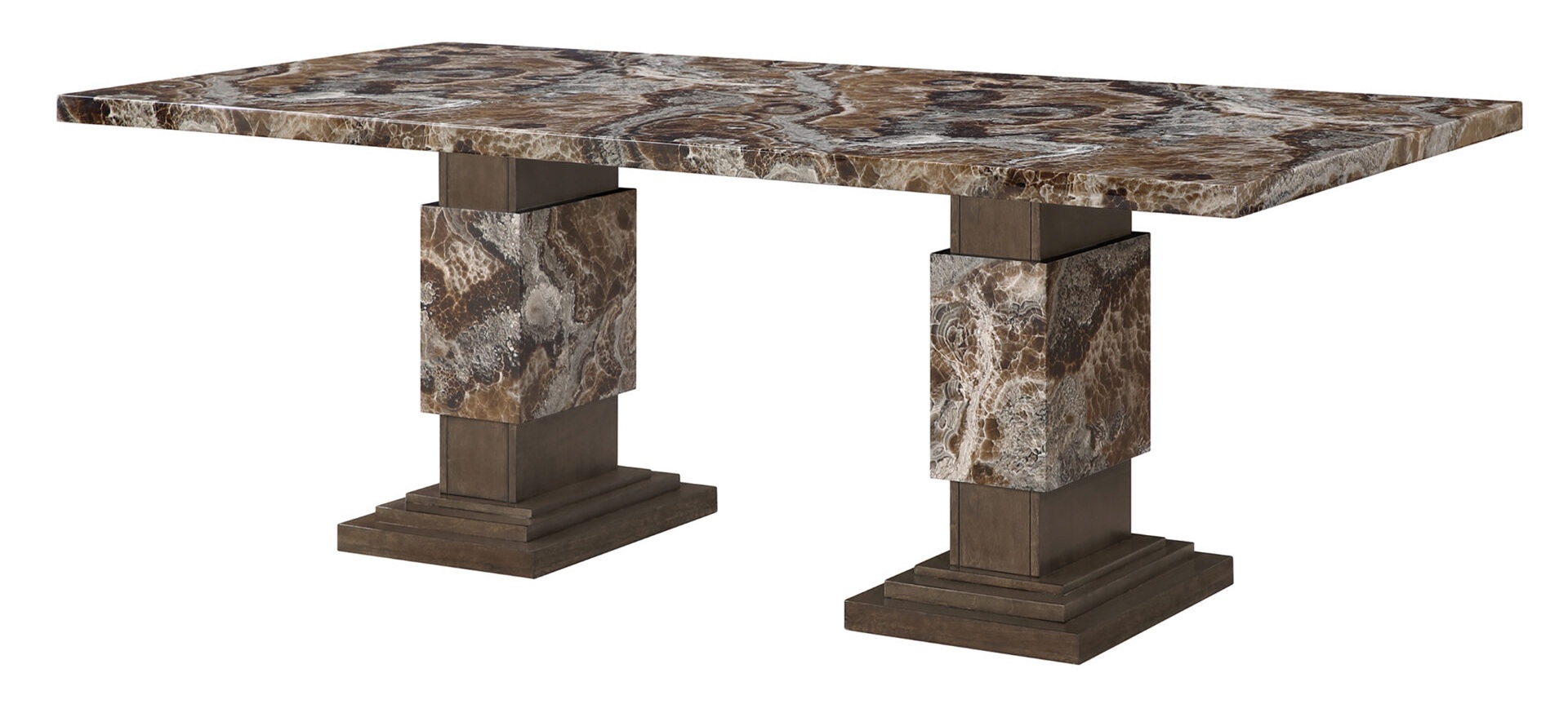 D12 Faux Marble Rectangular Dining Room Set