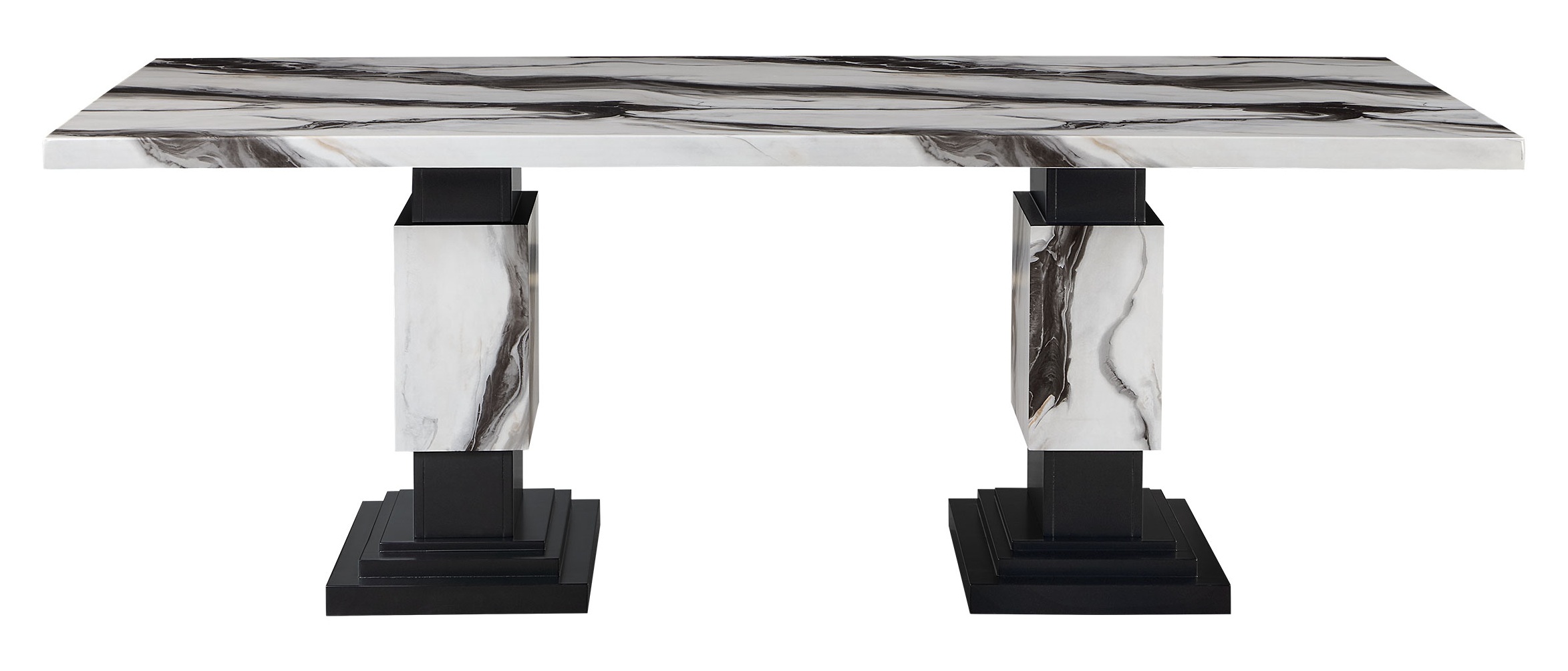 D12 Faux Marble Rectangular Dining Room Set