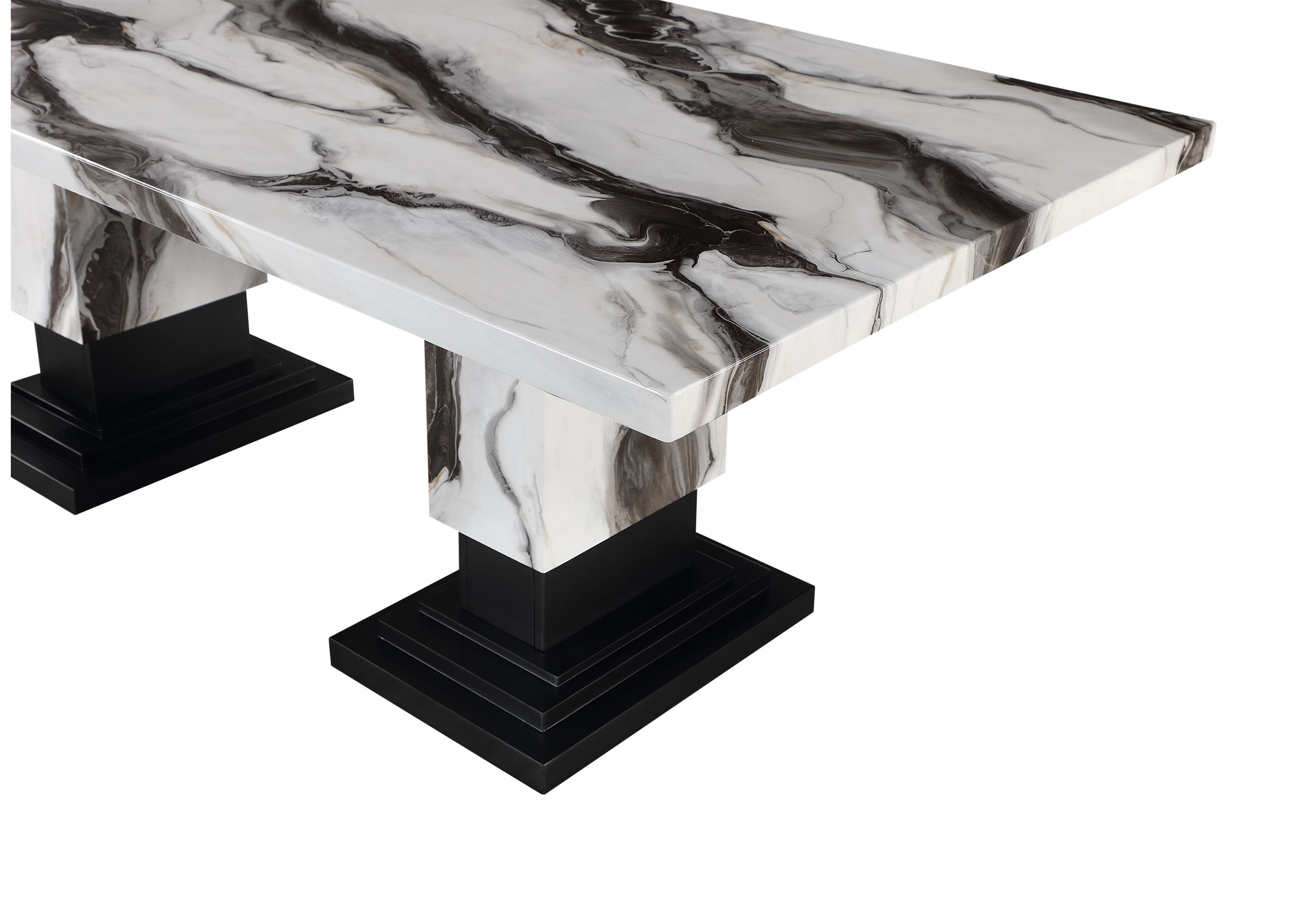 D12 Faux Marble Rectangular Dining Room Set