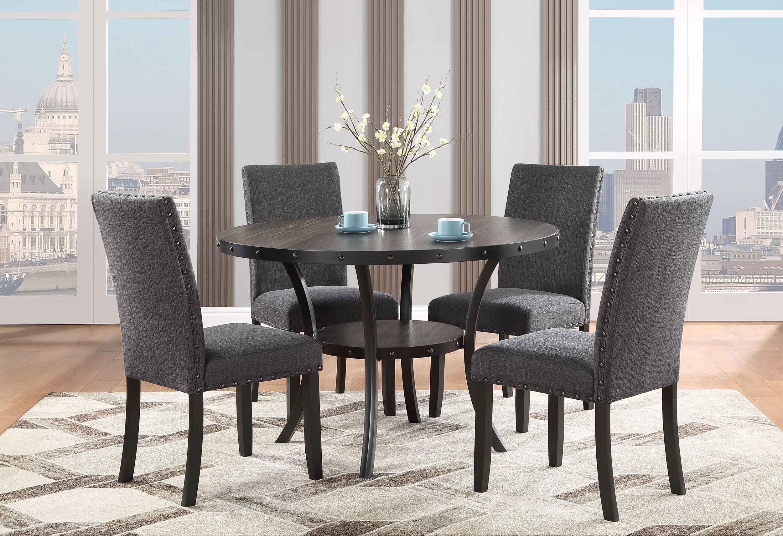 D1622 Wood/Metal Round Dining Table