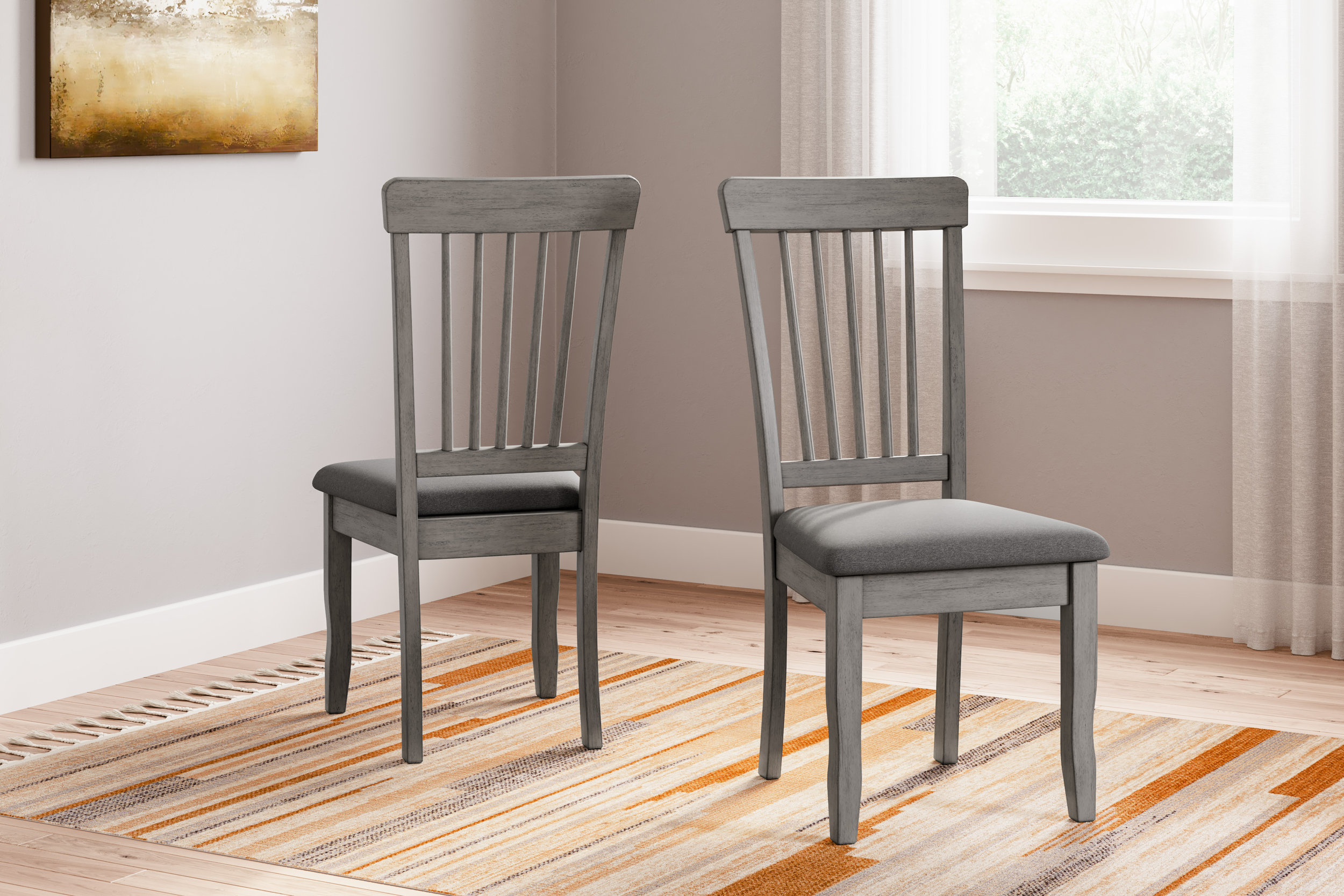 Shullden Modern Spindle-Back Dining Side Chair | Gray Finish