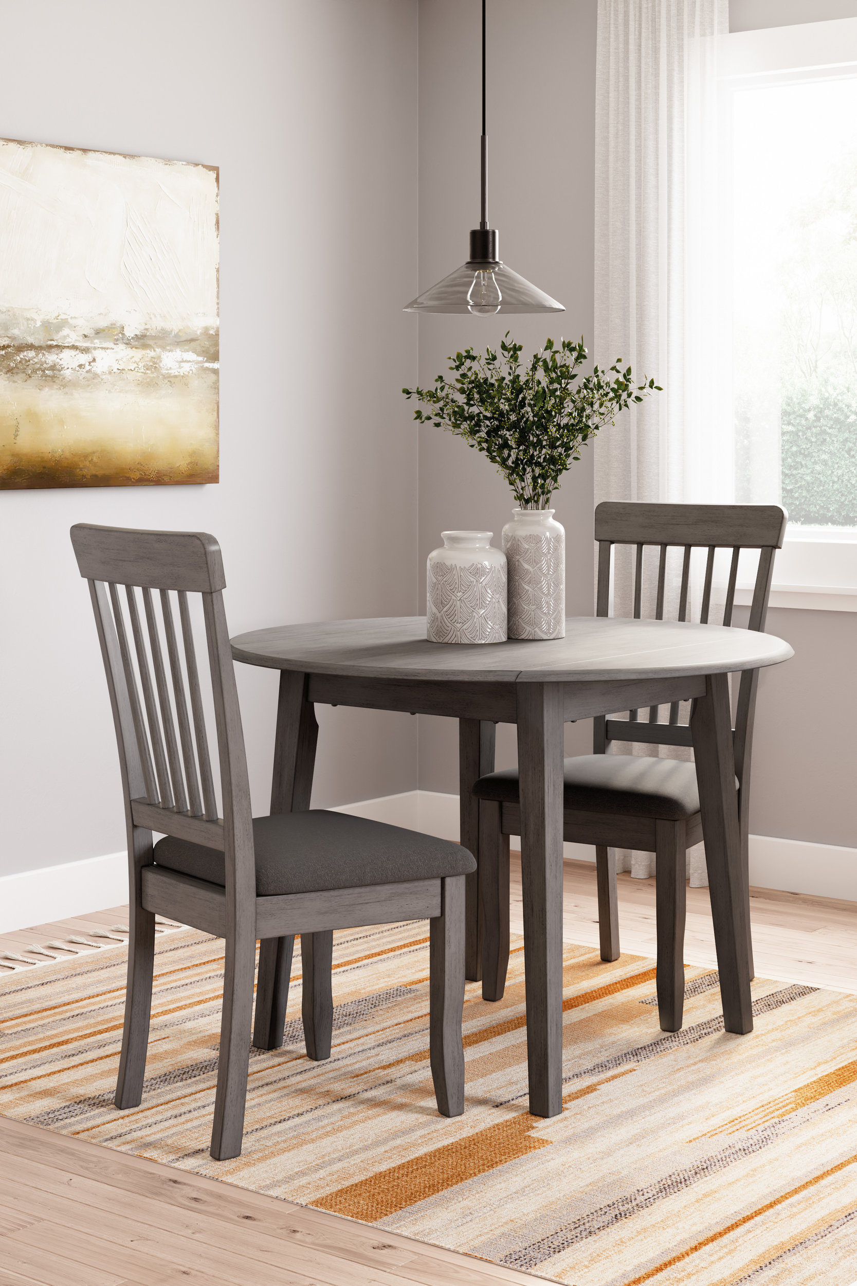 Shullden Modern Spindle-Back Dining Side Chair | Gray Finish