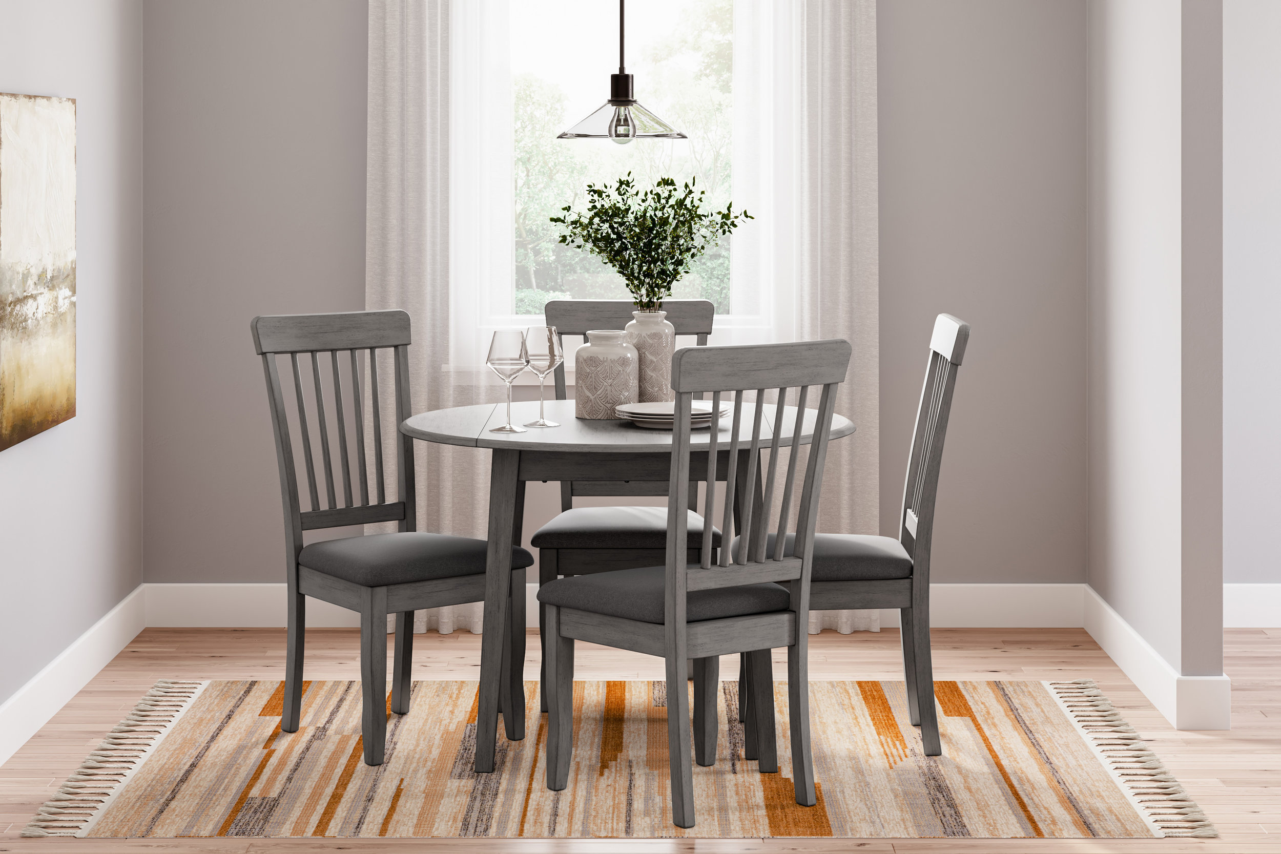 Shullden Modern Spindle-Back Dining Side Chair | Gray Finish