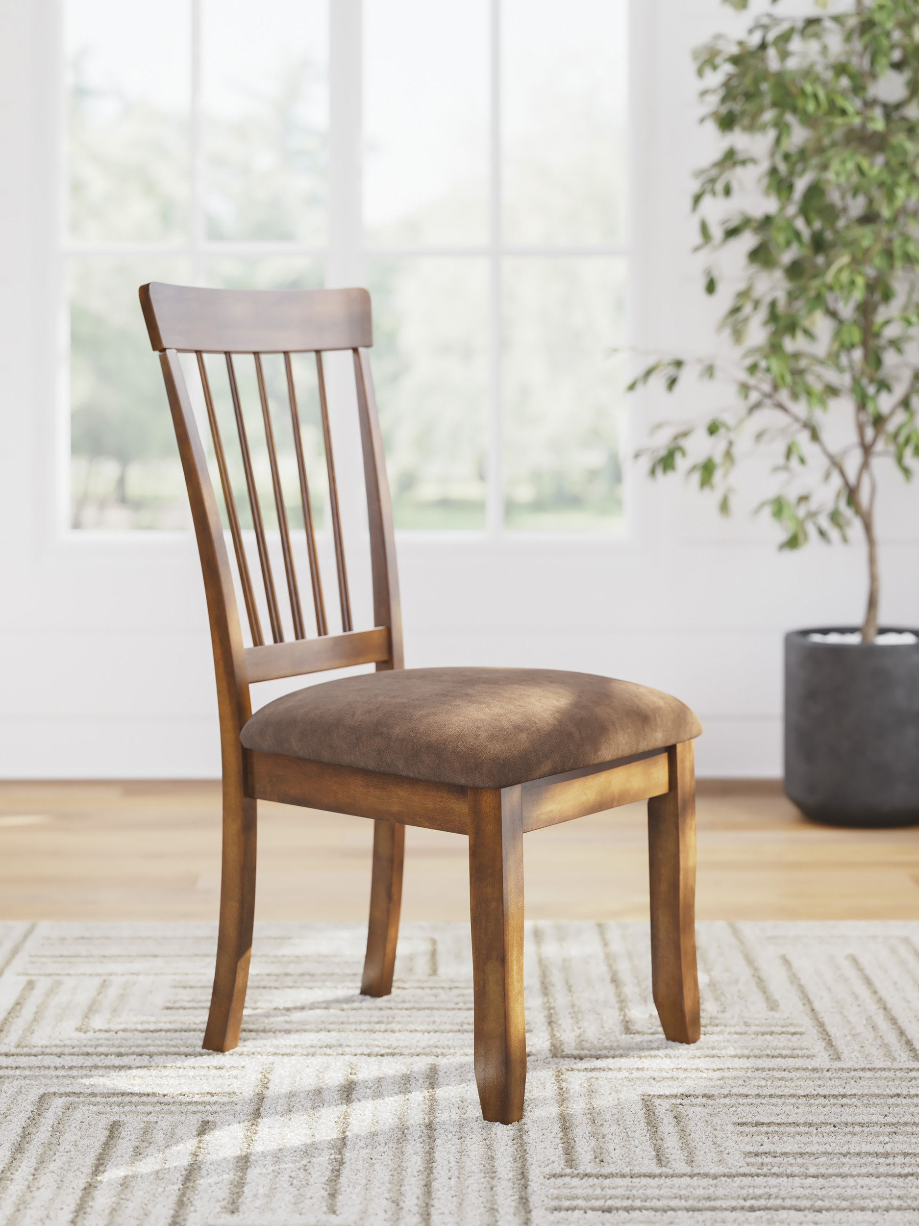 Berringer Upholstered Dining Side Chair | Rustic Brown Wood