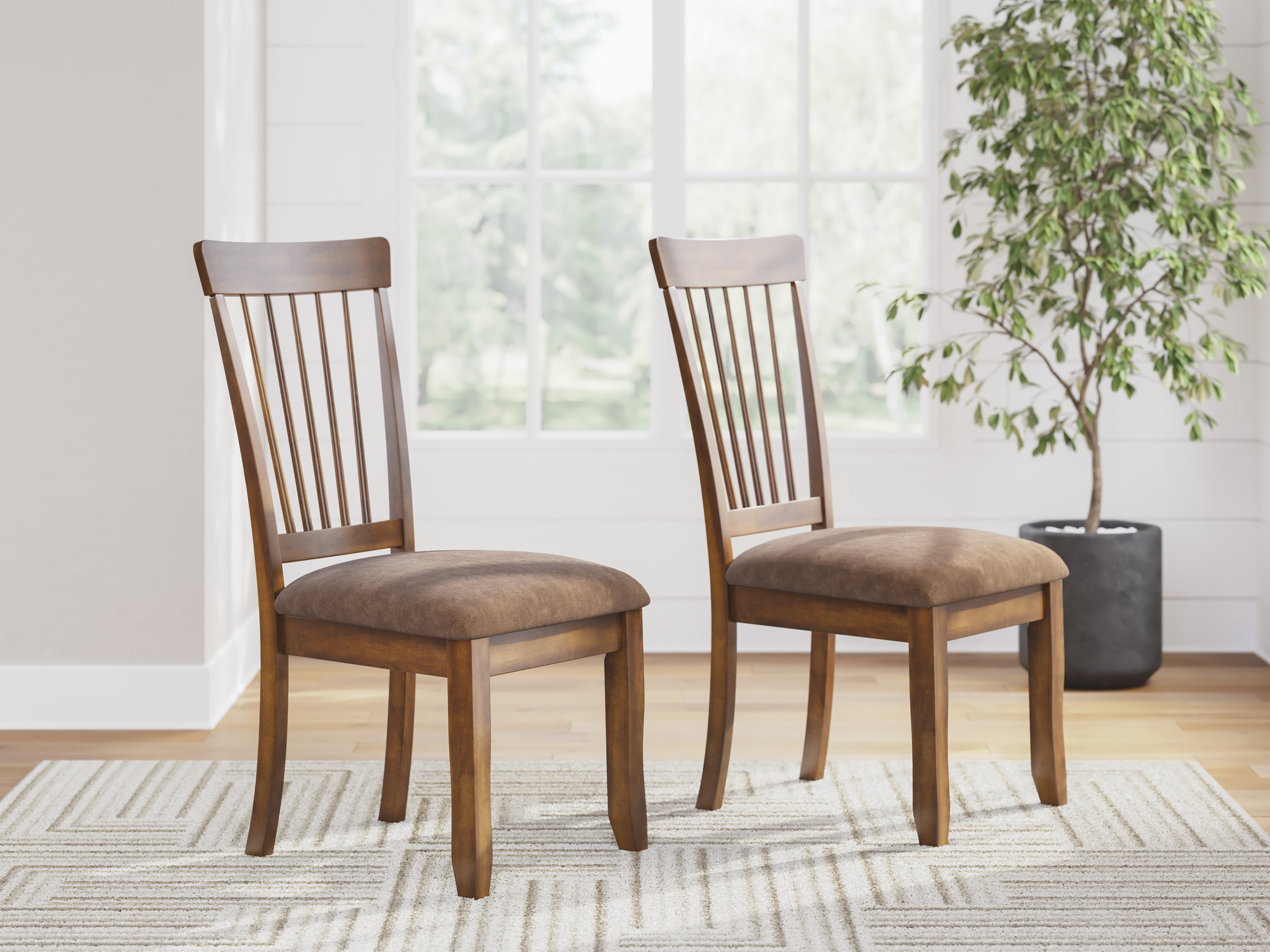 Berringer Upholstered Dining Side Chair | Rustic Brown Wood