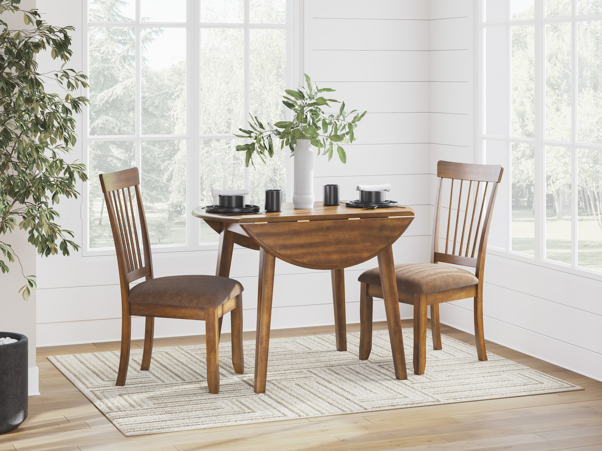 Berringer Upholstered Dining Side Chair | Rustic Brown Wood