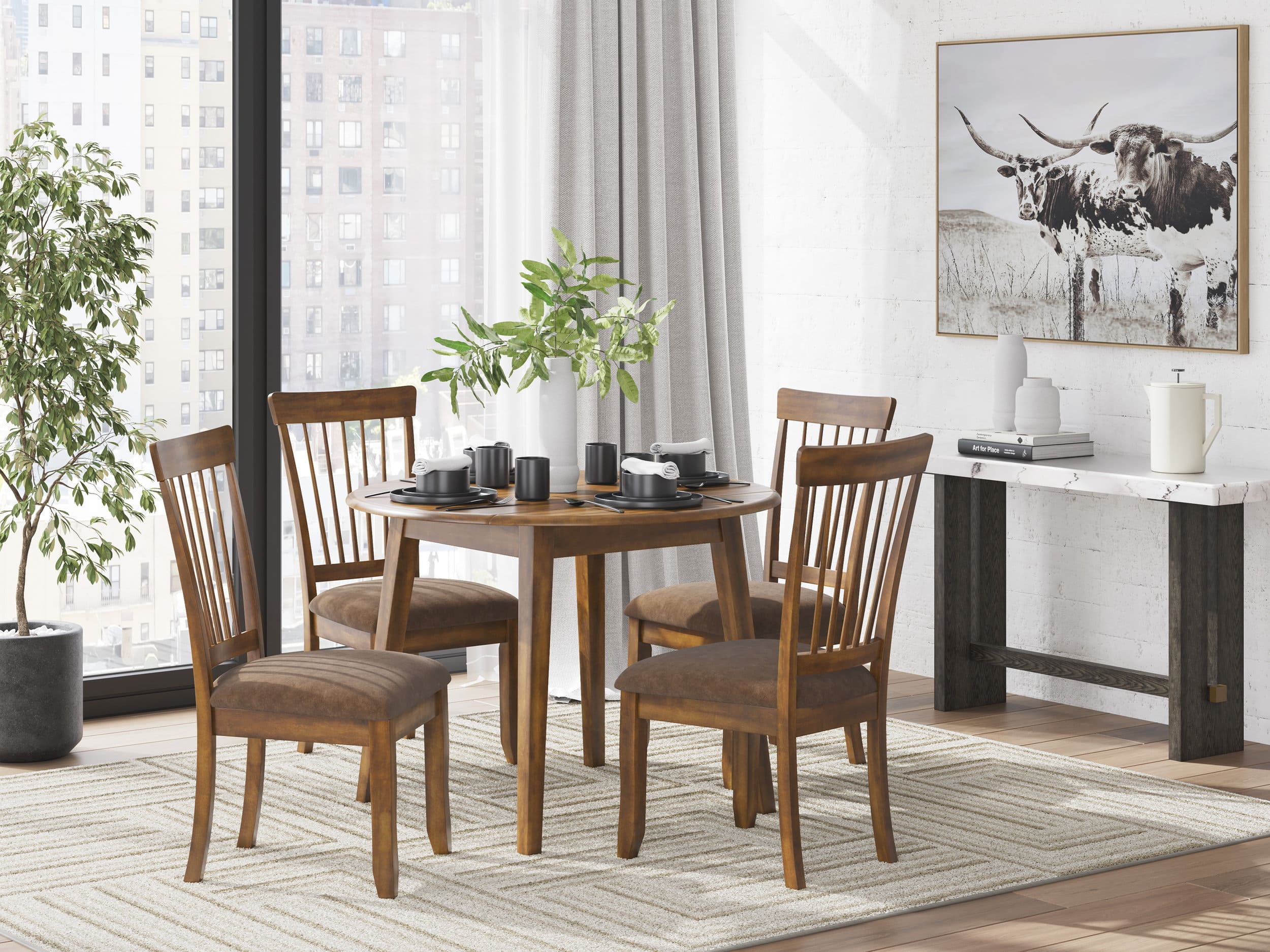Berringer Upholstered Dining Side Chair | Rustic Brown Wood