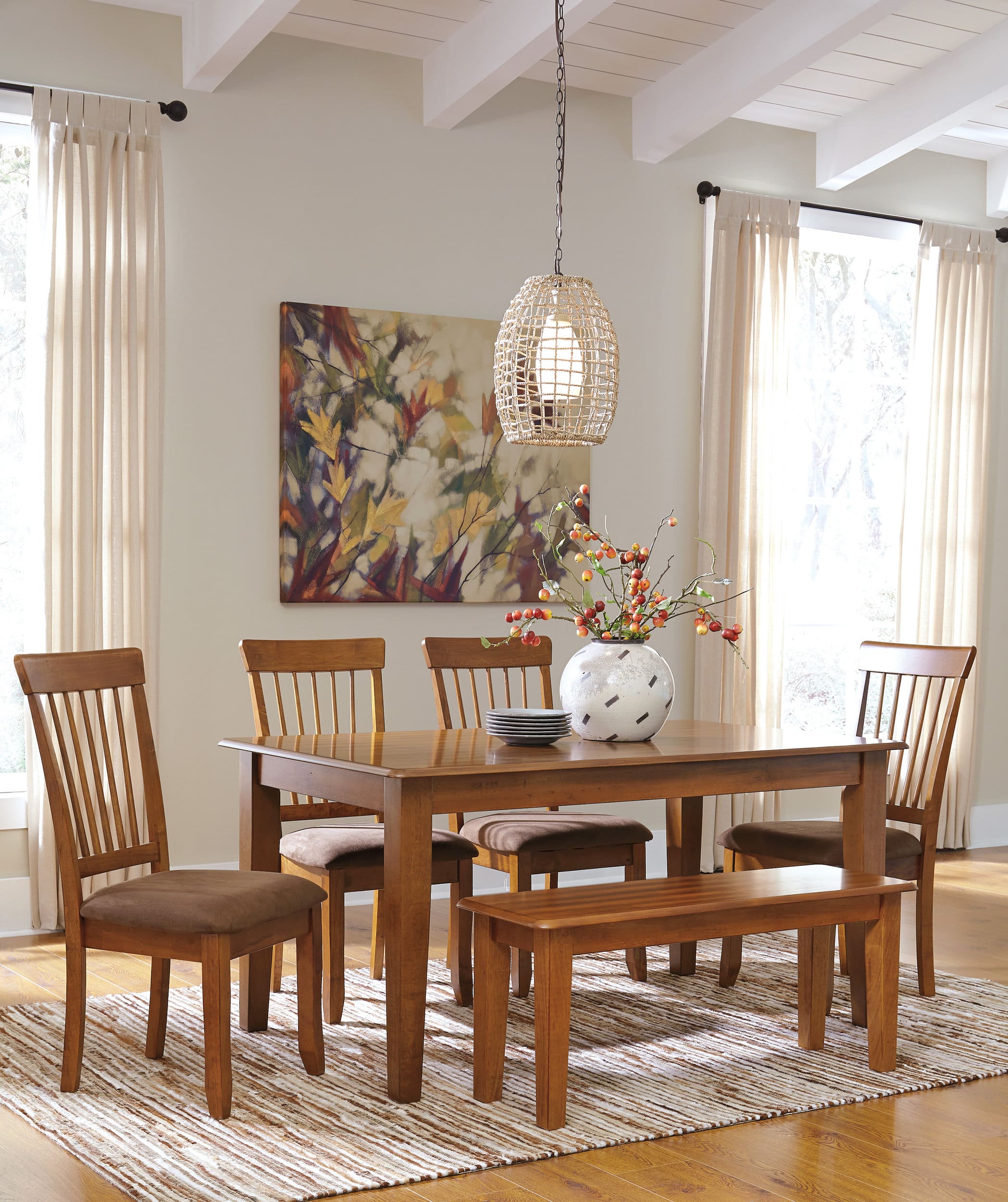 Berringer Upholstered Dining Side Chair | Rustic Brown Wood