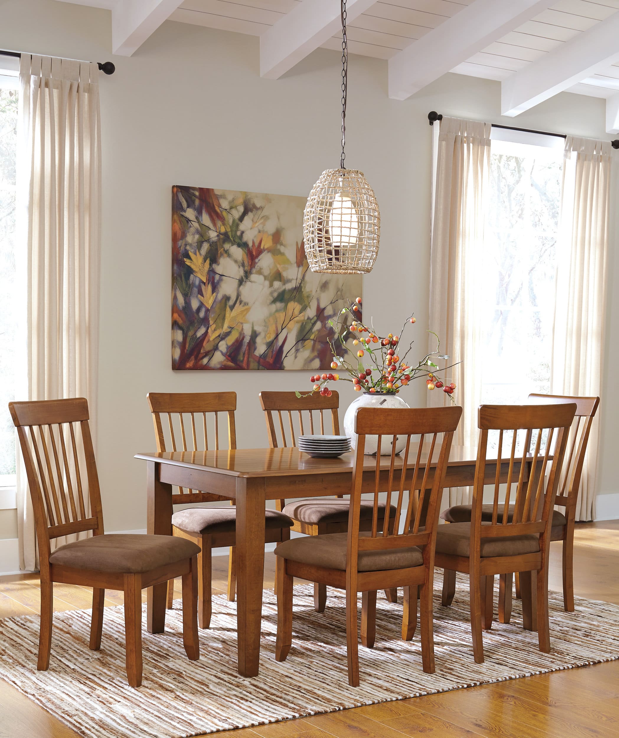 Berringer Upholstered Dining Side Chair | Rustic Brown Wood