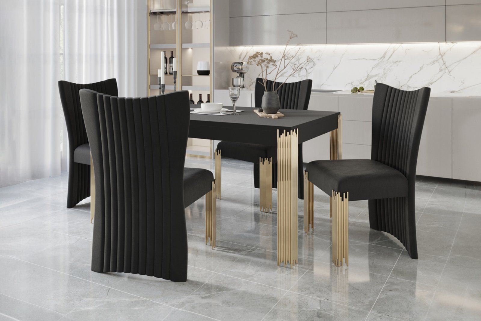 New Classic Furniture Empire Rectangle Dining Table-black