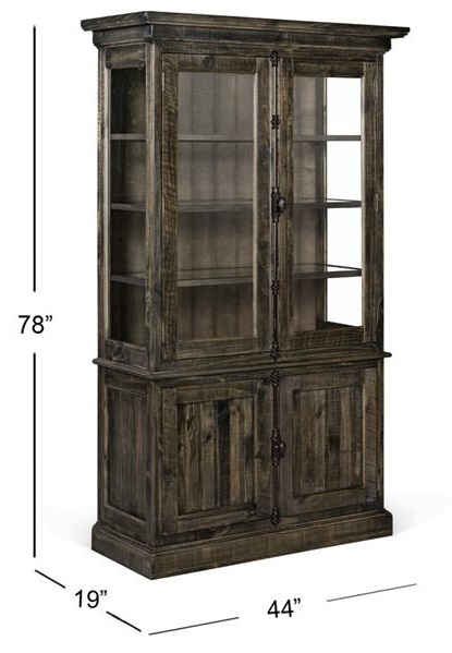SM Bellamy 4-Door Wood/Glass China Cabinet w/LED Lights
