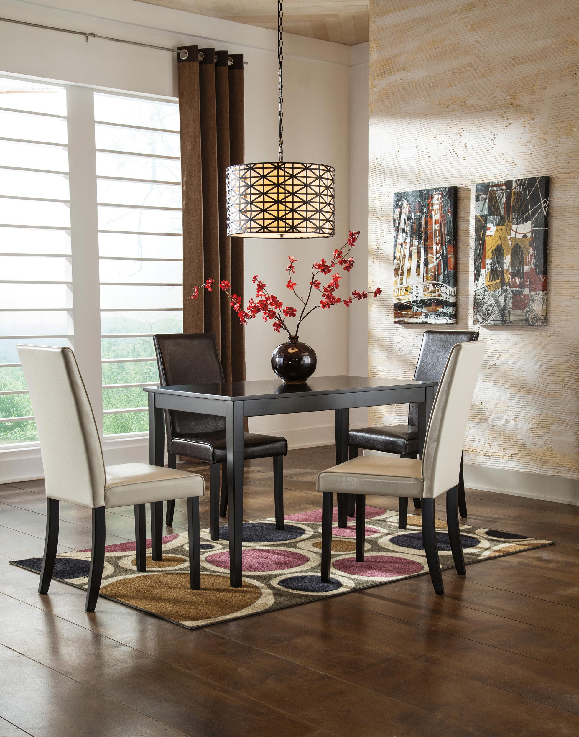 Kimonte Faux Leather Dining Side Chair | Ivory & Espresso