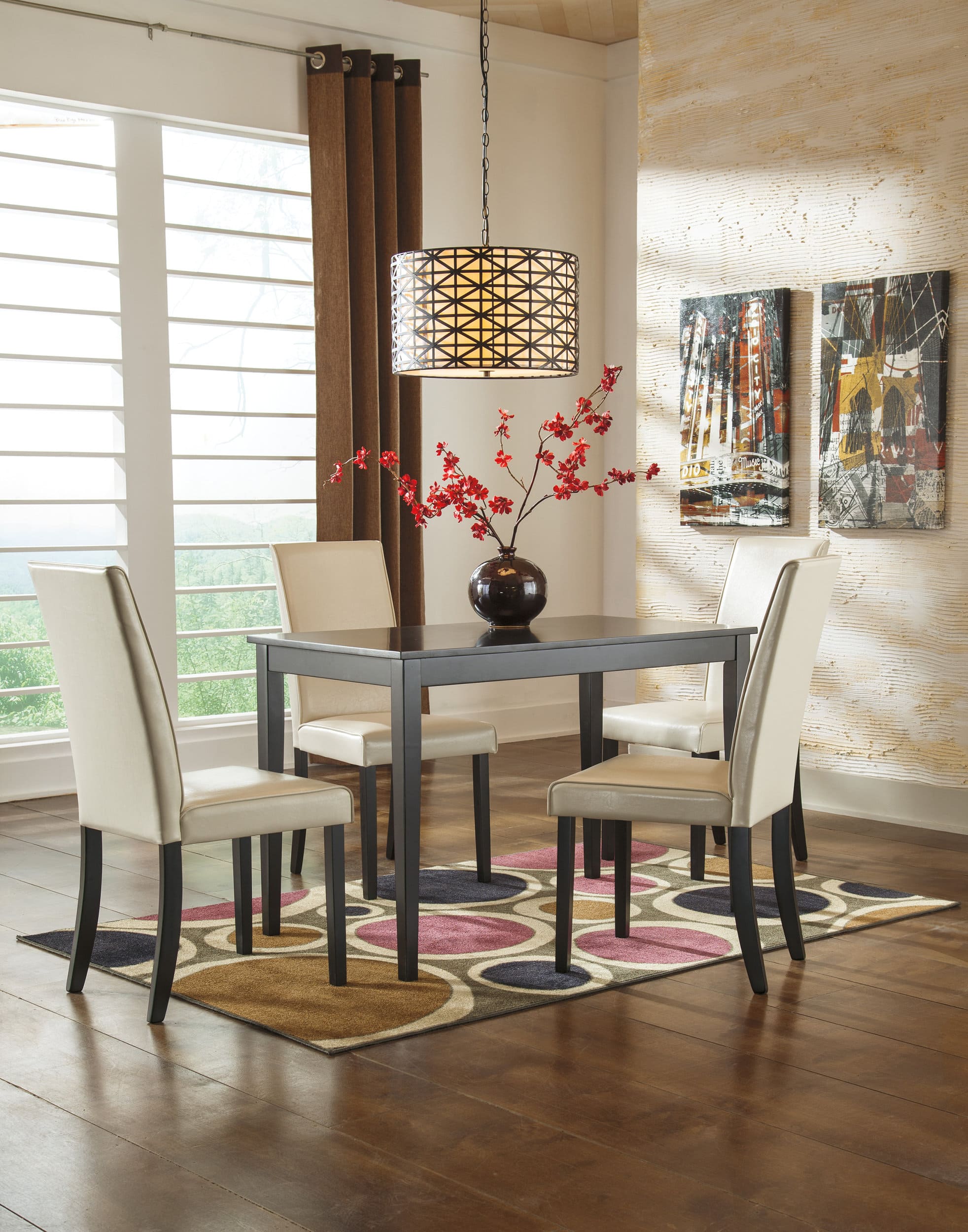 Kimonte Faux Leather Dining Side Chair | Ivory & Espresso