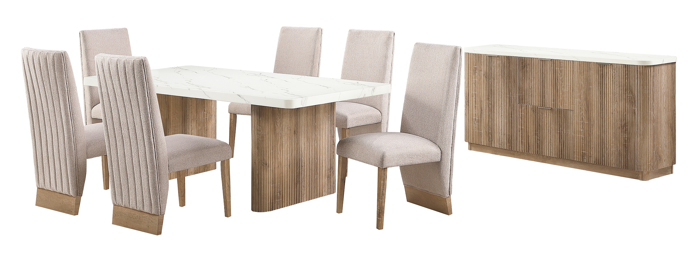 D2504 Faux Marble Rectangular Dining Room Set with D12 Chairs