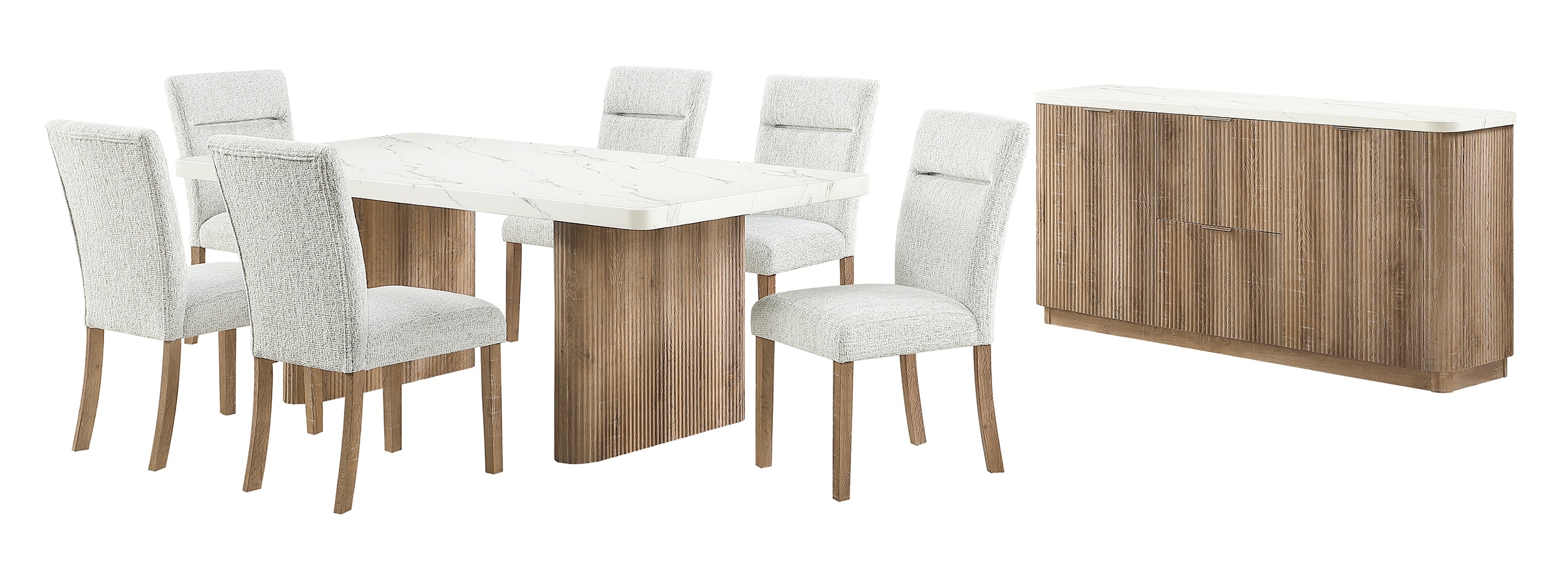 D2504 Faux Marble Rectangular Dining Room Set