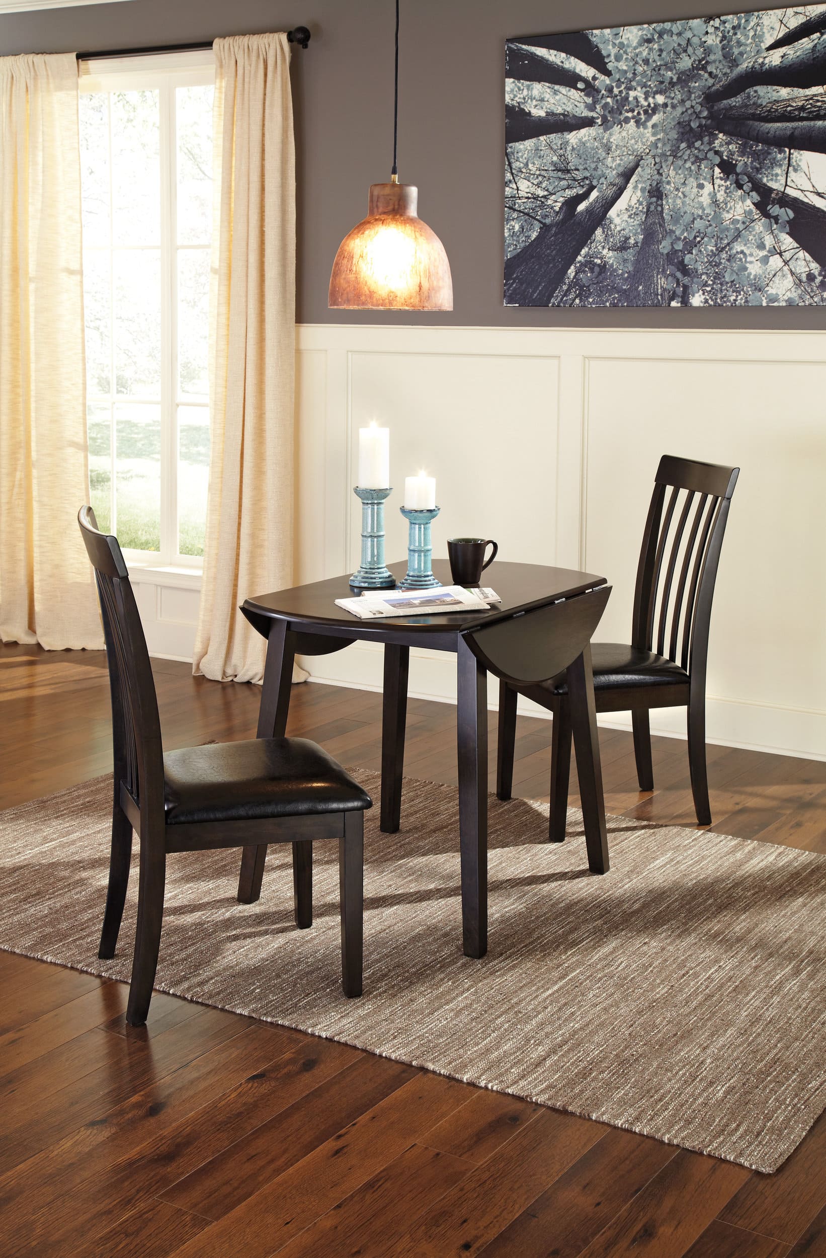Hammis Faux Leather Dining Side Chair | Dark Brown Wood