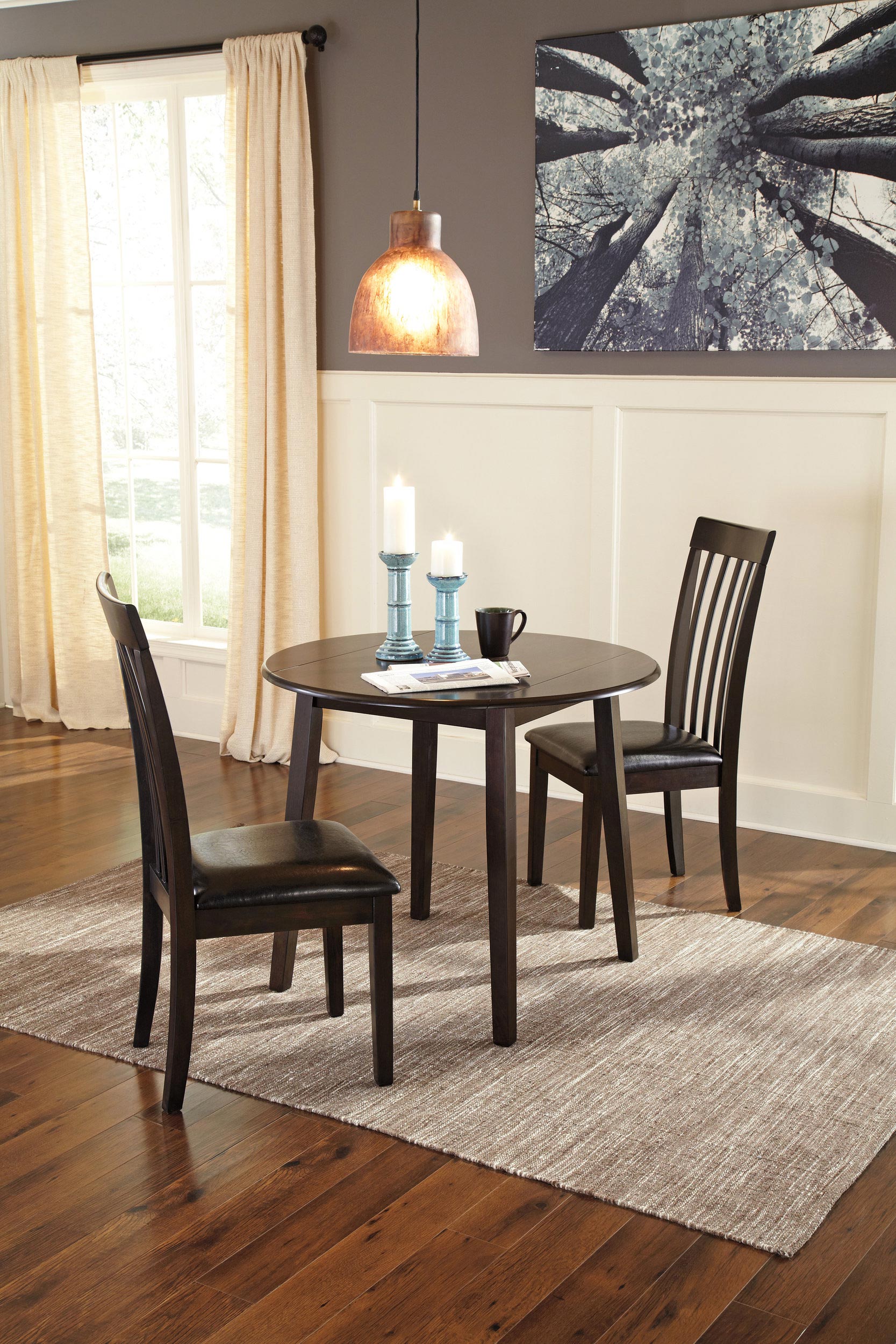 Hammis Faux Leather Dining Side Chair | Dark Brown Wood