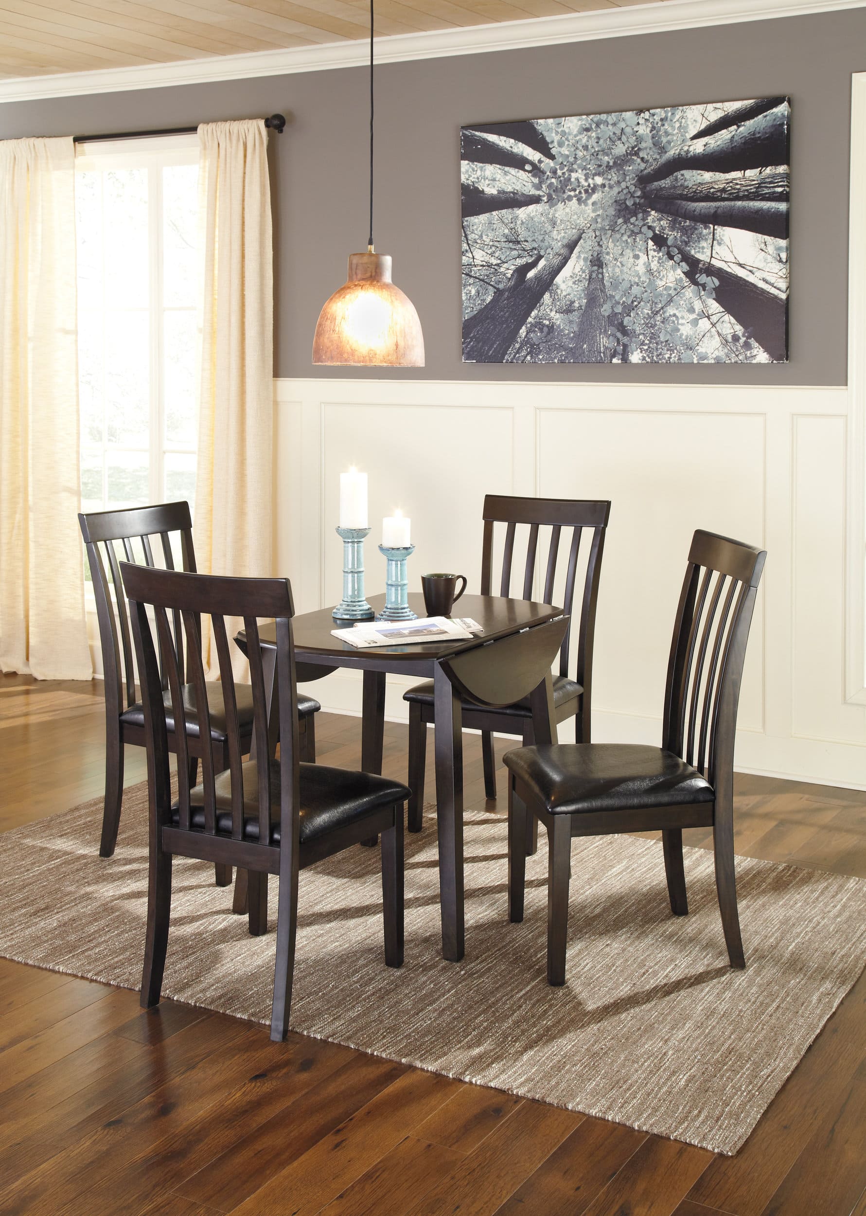 Hammis Faux Leather Dining Side Chair | Dark Brown Wood
