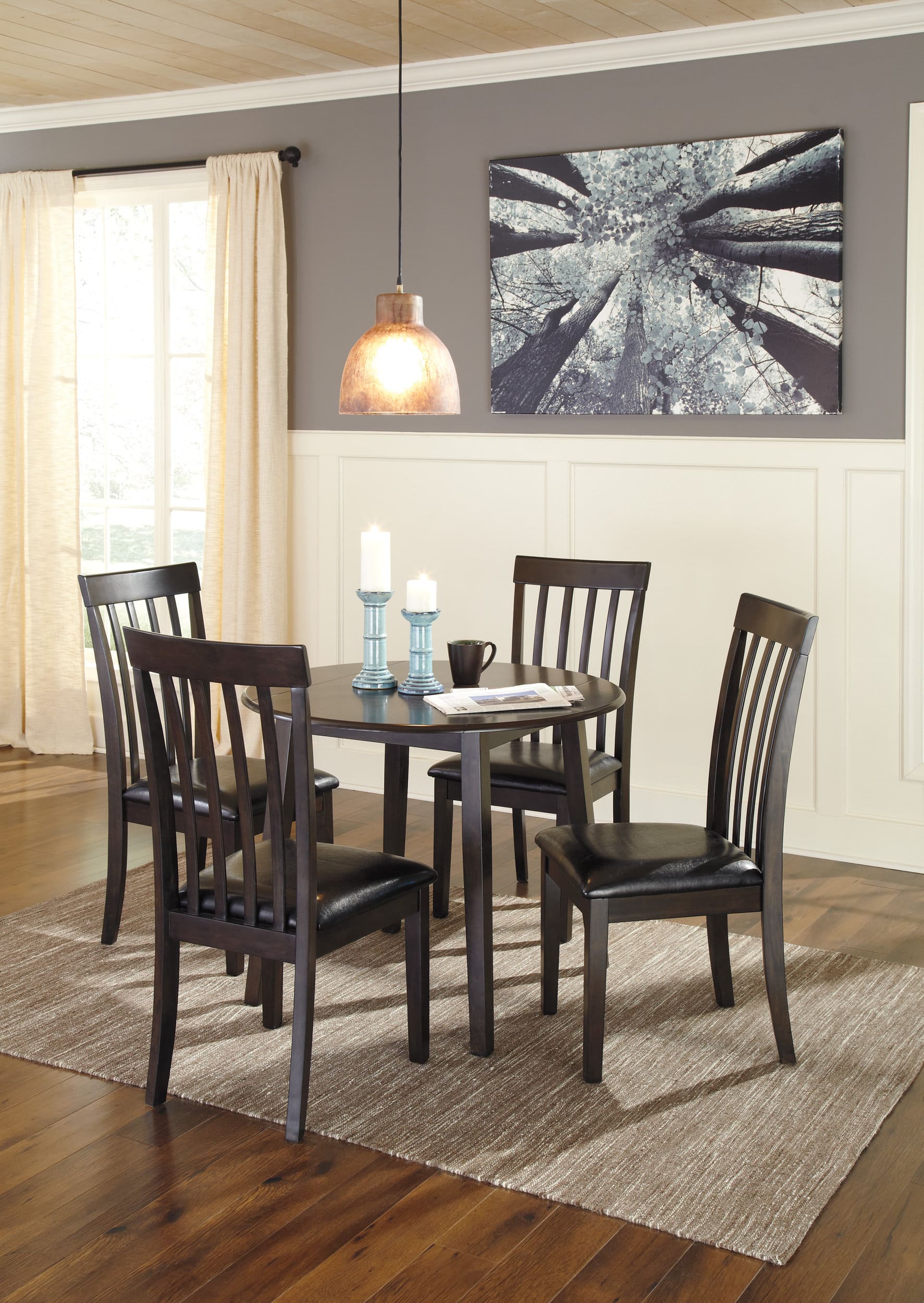 Hammis Faux Leather Dining Side Chair | Dark Brown Wood