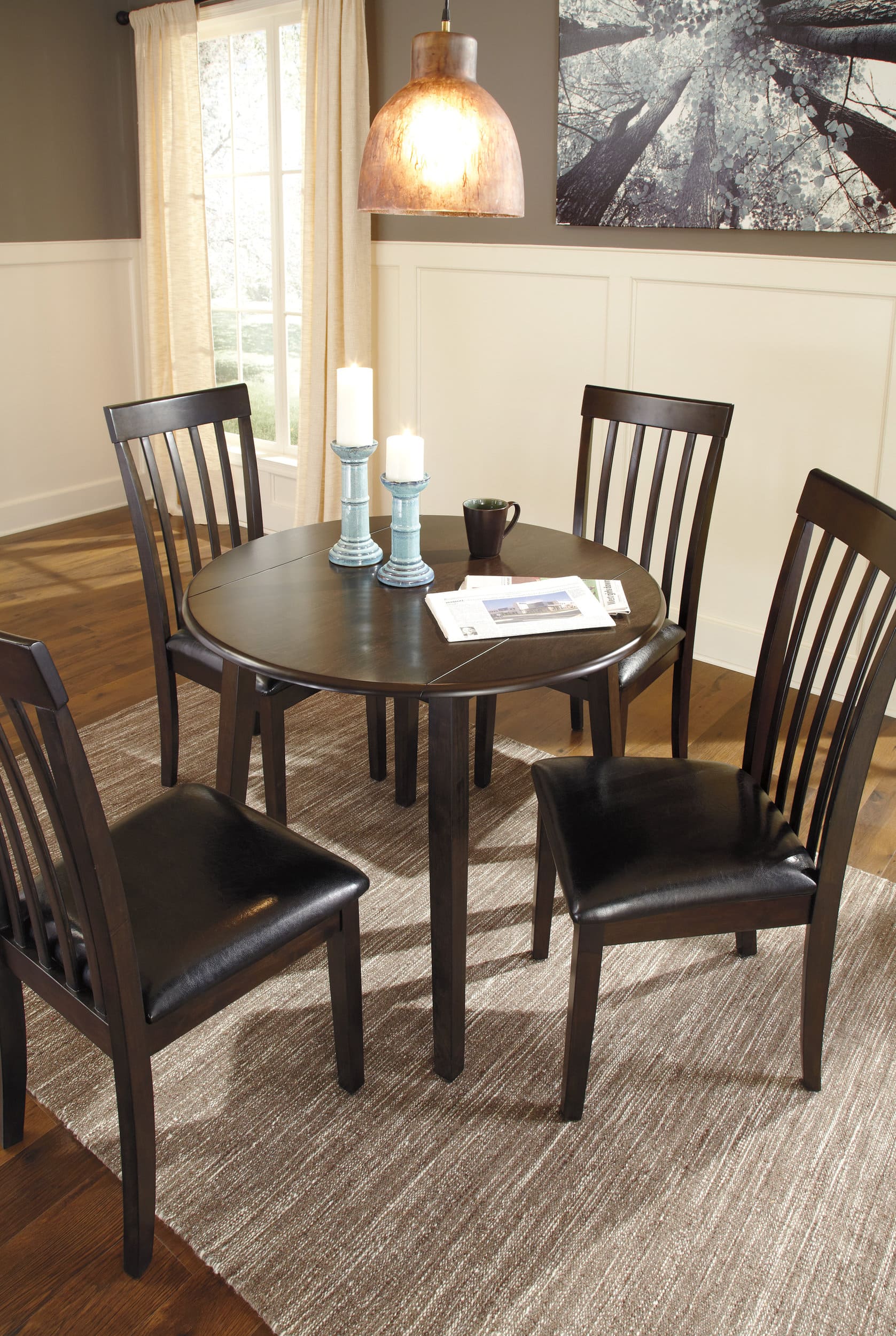 Hammis Faux Leather Dining Side Chair | Dark Brown Wood
