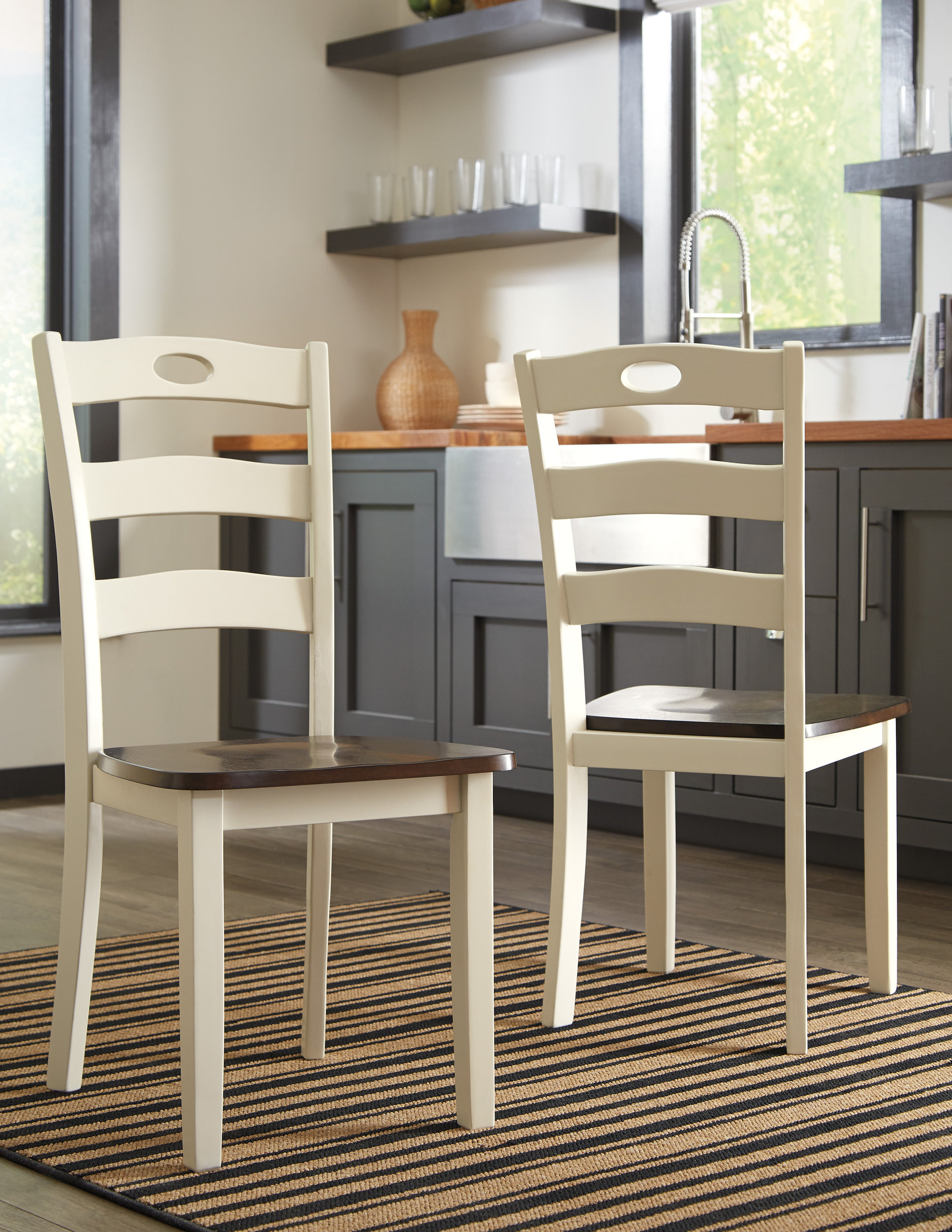 Woodanville Farmhouse Dining Side Chair | Cream & Brown