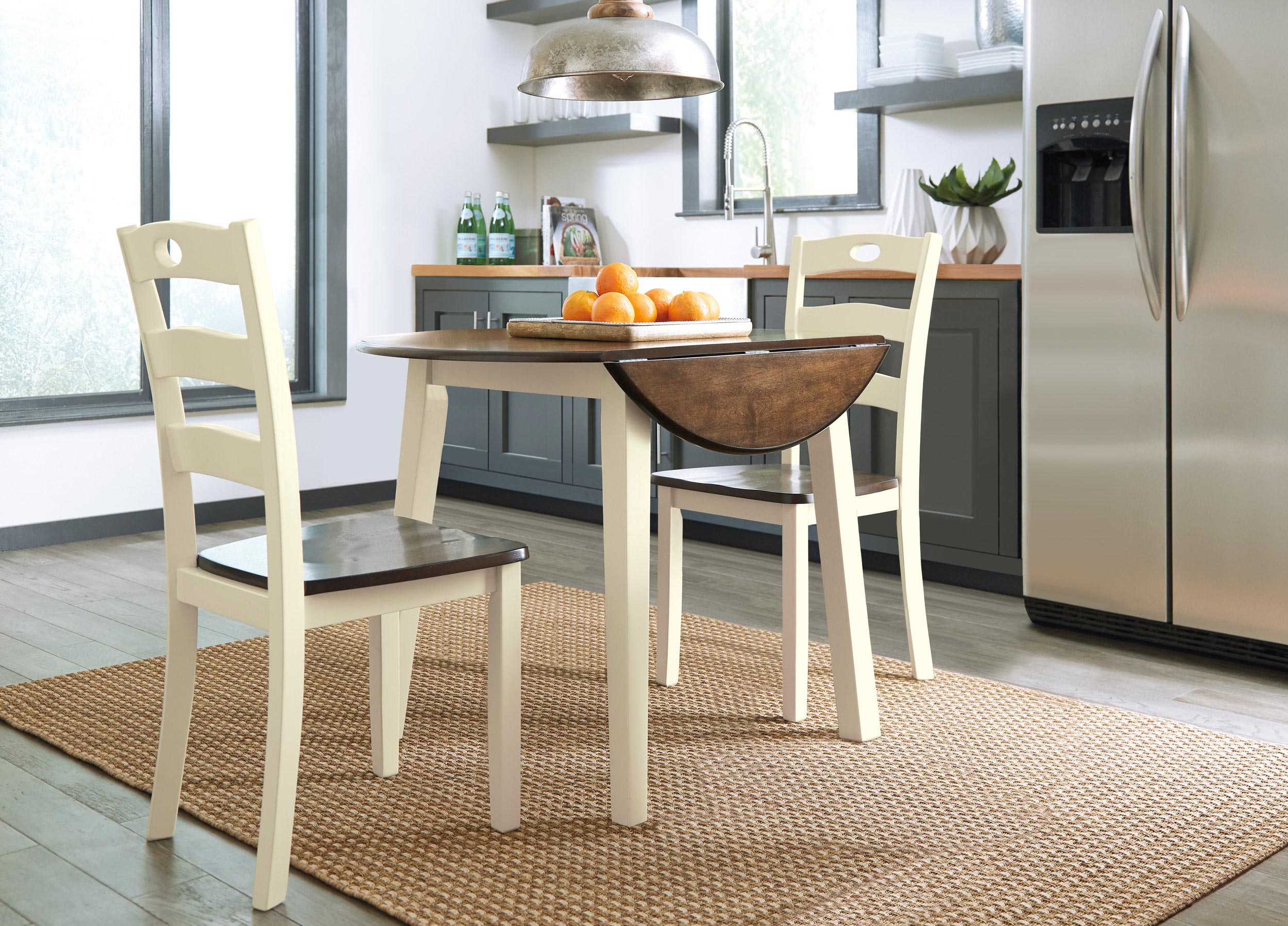 Woodanville Farmhouse Dining Side Chair | Cream & Brown