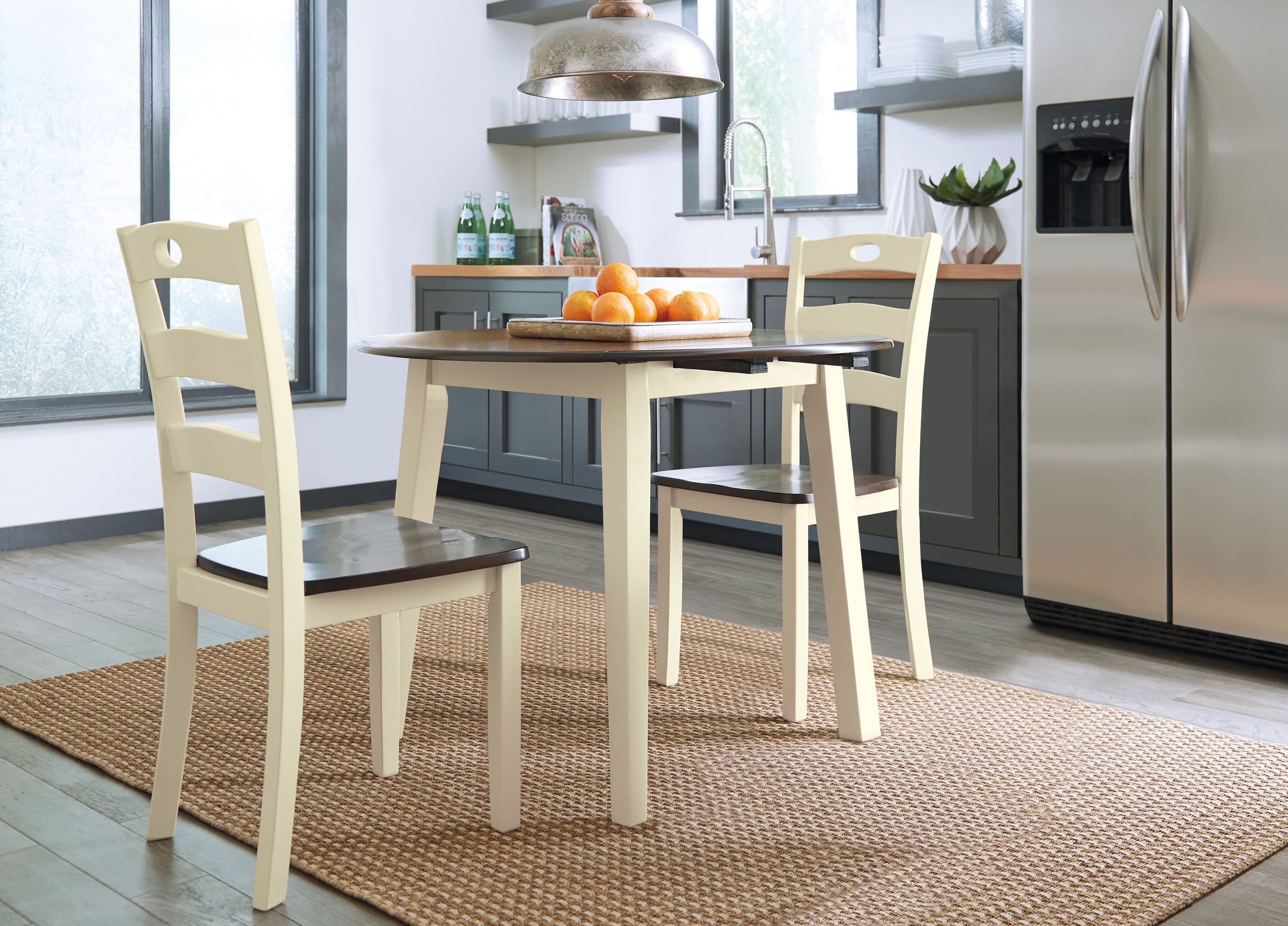 Woodanville Farmhouse Dining Side Chair | Cream & Brown