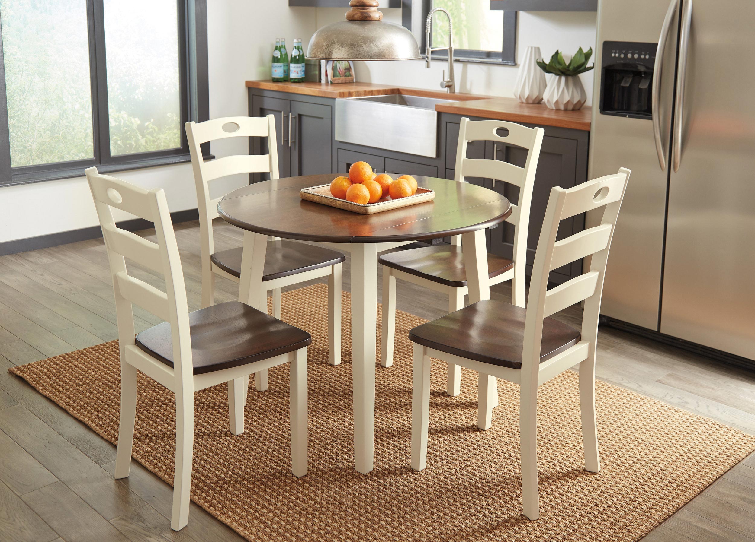 Woodanville Farmhouse Dining Side Chair | Cream & Brown