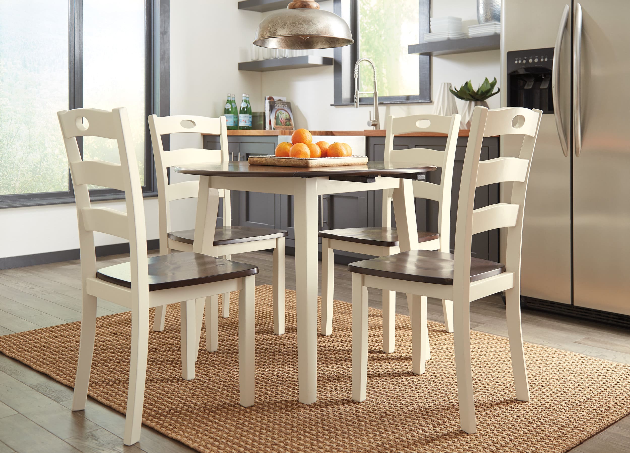 Woodanville Farmhouse Dining Side Chair | Cream & Brown