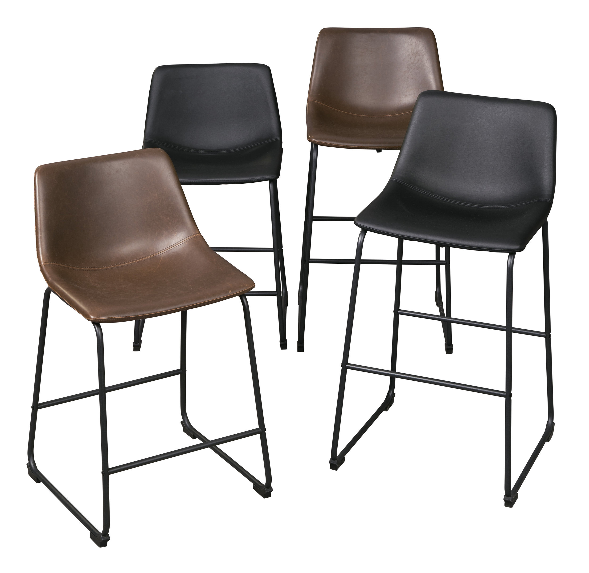 Centiar Mid-Century Brown Faux Leather Bar Height Stool