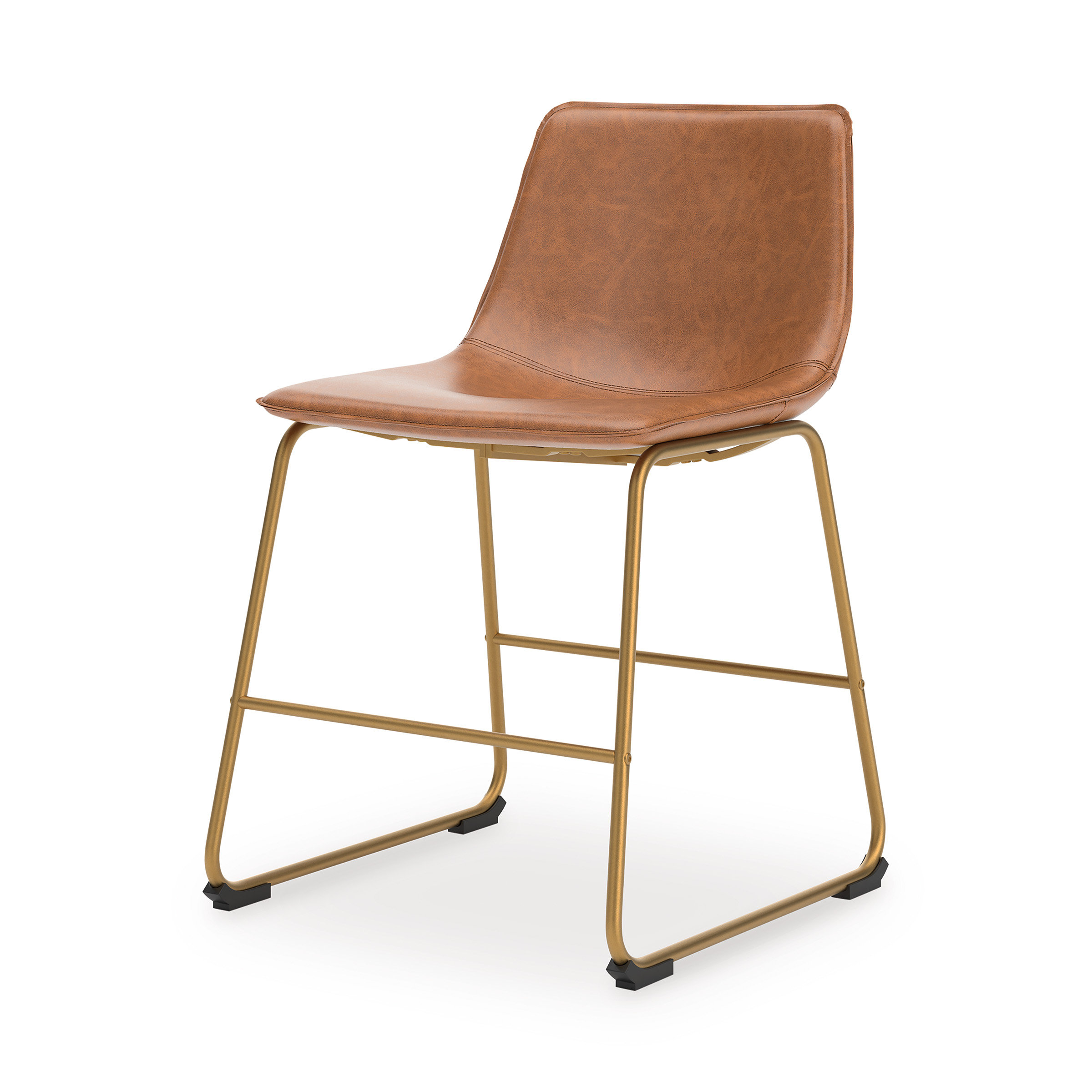 Ciabori Faux Leather Dining Chair | Brown & Gold Mid-Century
