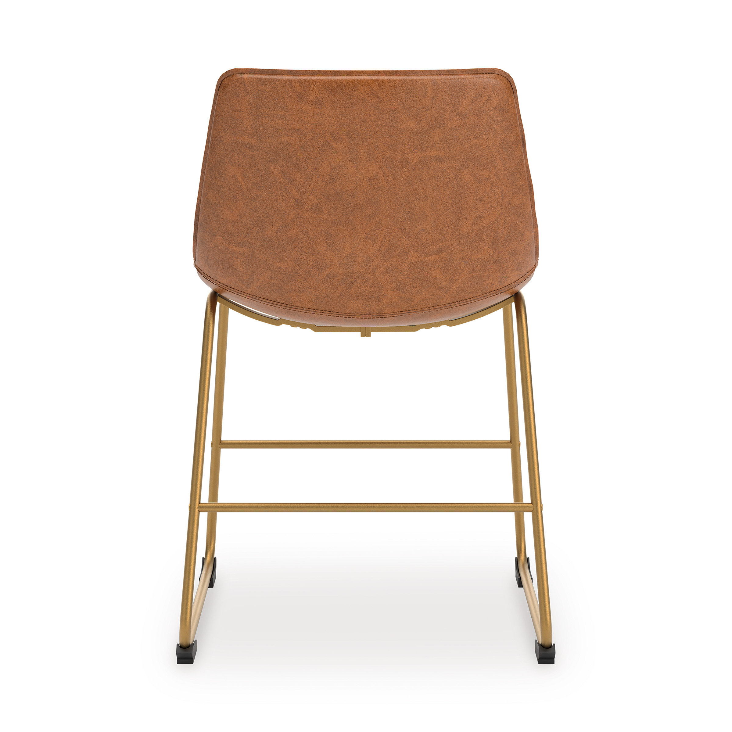 Ciabori Faux Leather Dining Chair | Brown & Gold Mid-Century