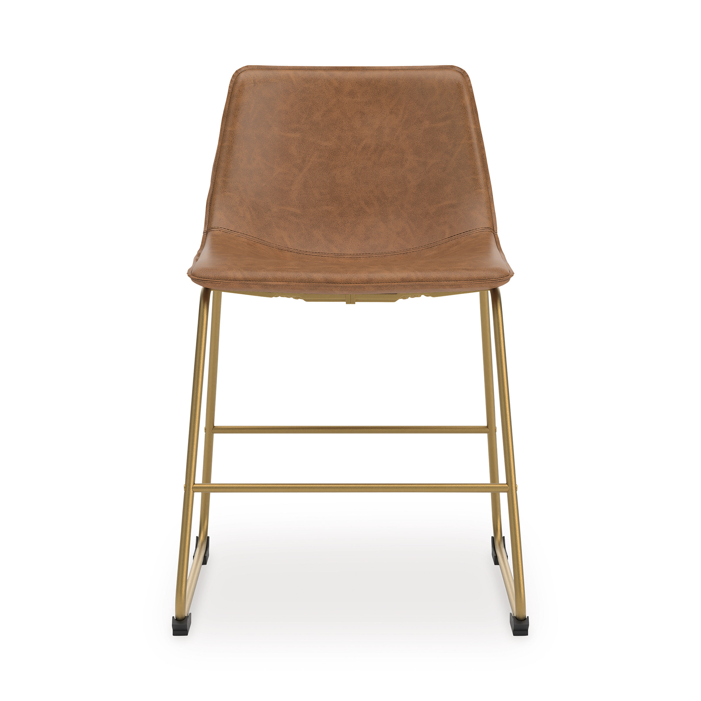 Ciabori Faux Leather Dining Chair | Brown & Gold Mid-Century