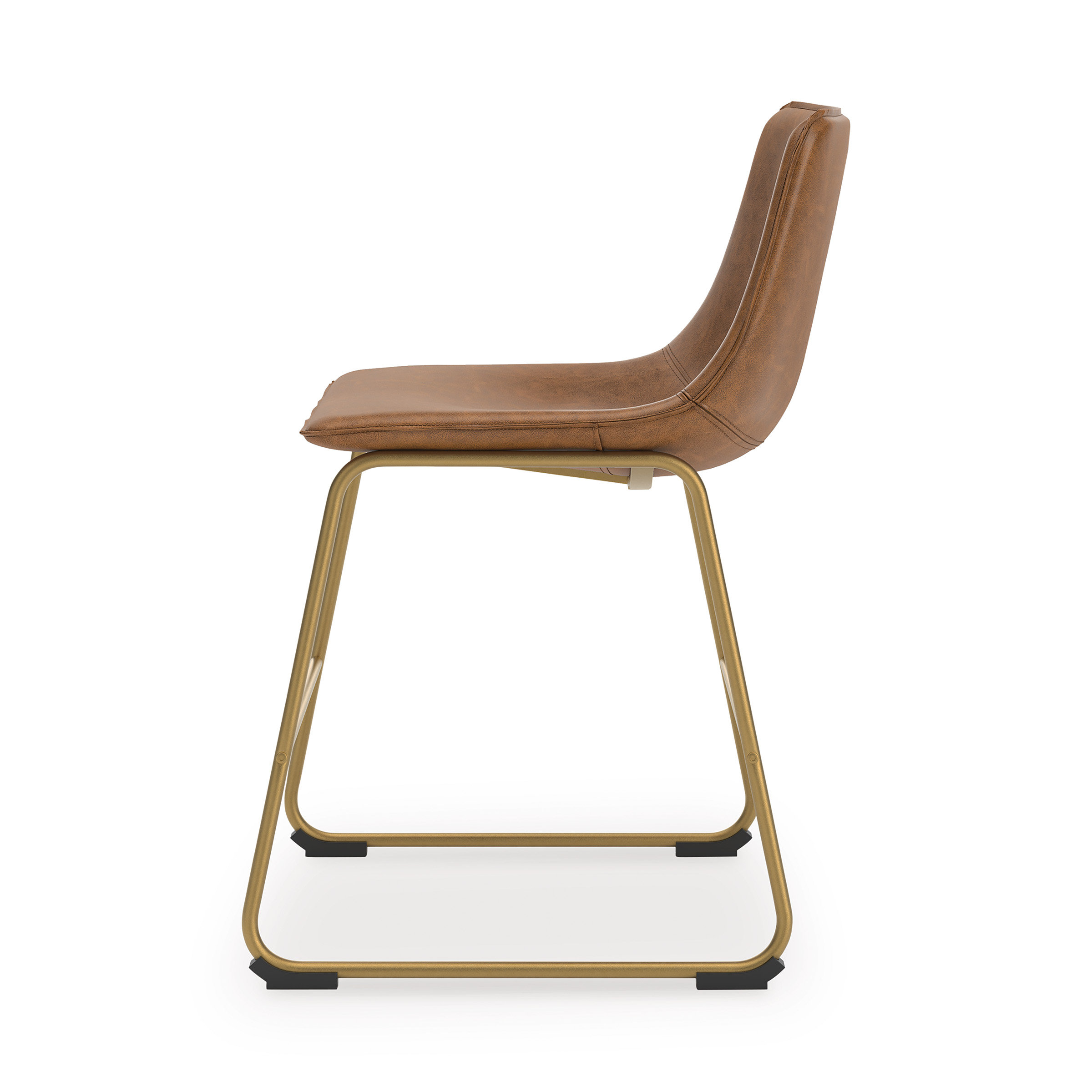 Ciabori Faux Leather Dining Chair | Brown & Gold Mid-Century